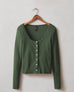 Women's Luxe Rib Square Neck Cardigan - Green Moss